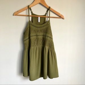 Xhilaration | Green woven pattern Loose Tank Top